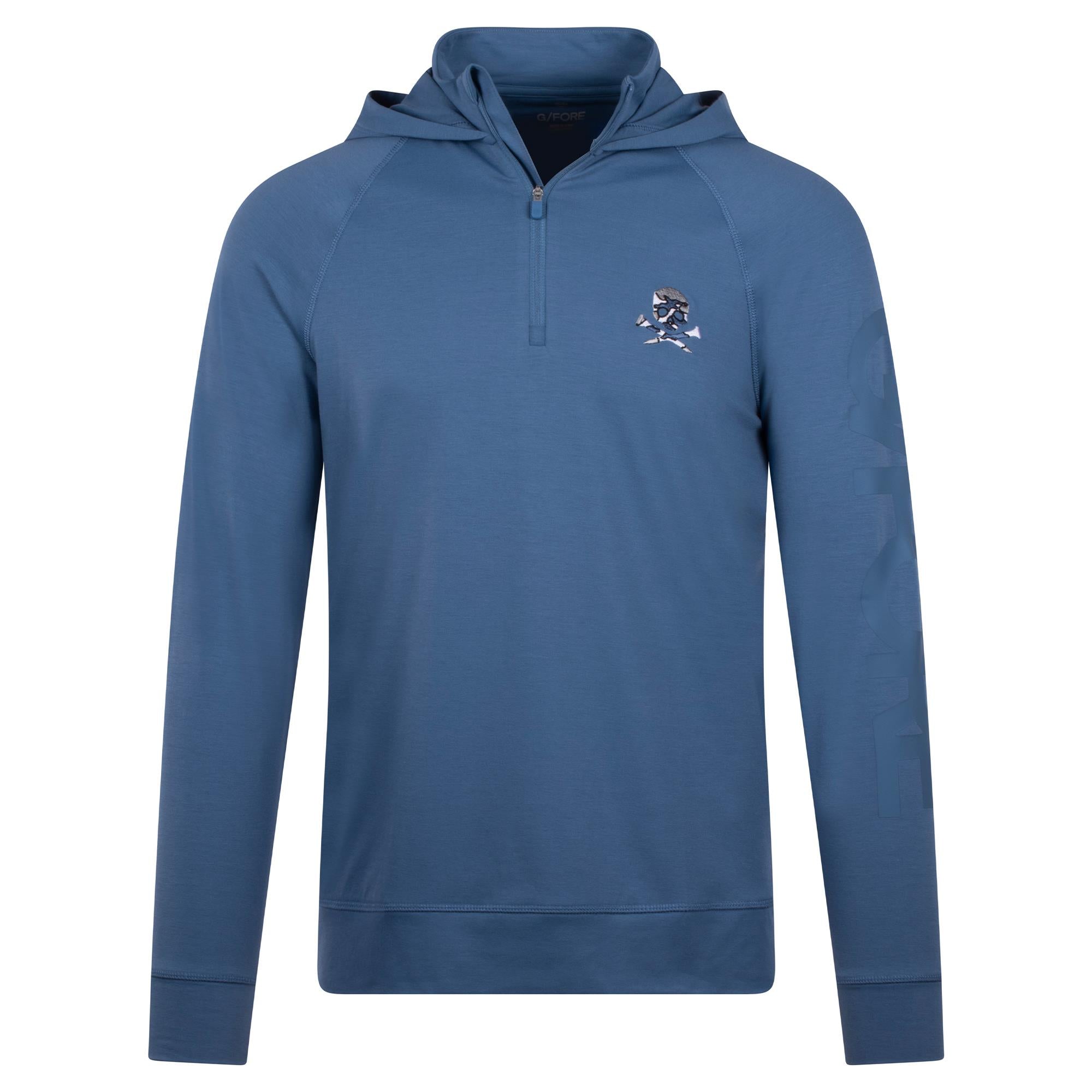 G/FORE Hooded Luxe Quarter Zip Mid Layer Slate